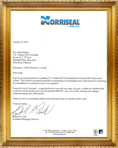 Norriseal Eliminator Award 2009